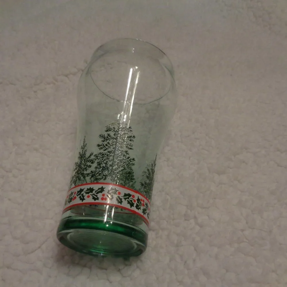 Libbey Coca Cola Holly and Pine Tree Vintage Glass